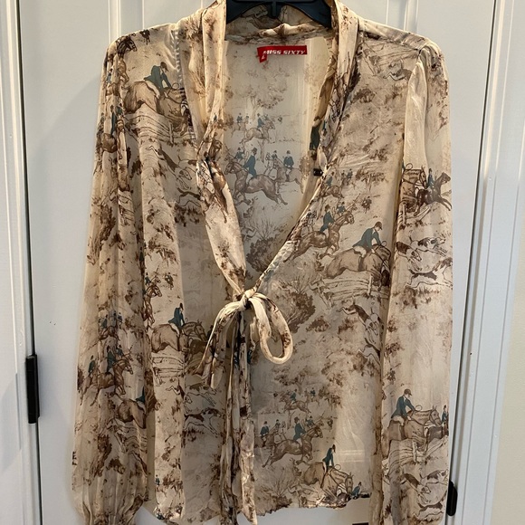 Miss Sixty Tops - Miss Sixty Horserace silk bow top